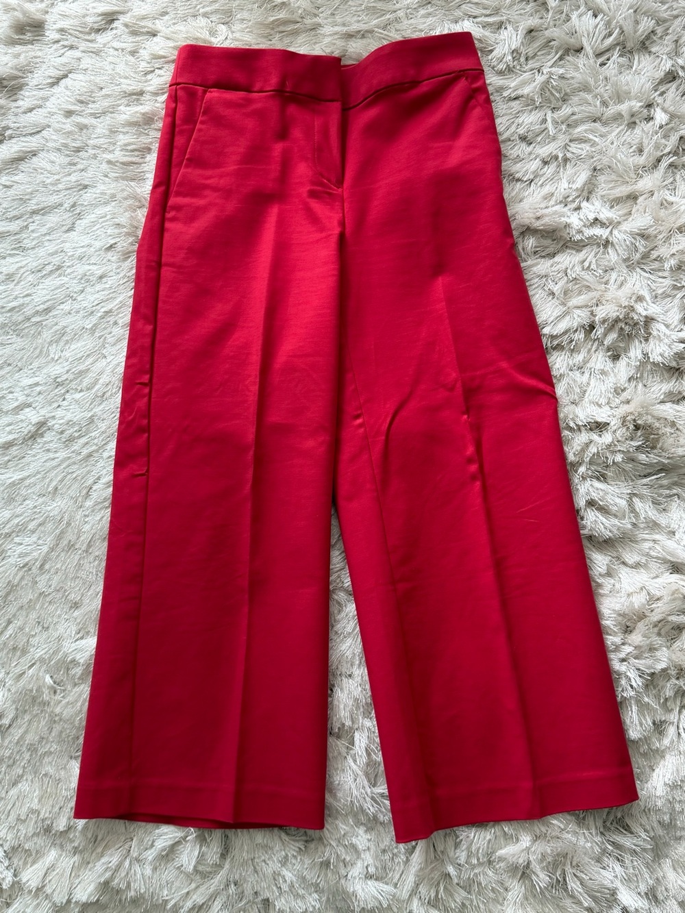 LOFT Women’s Wide-Leg, Mid-rise, crop Pants in Bright Red